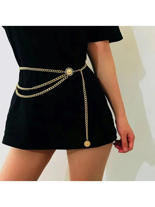 Lus Style Пояс цепочка на платья золотое, золотой, фото 2