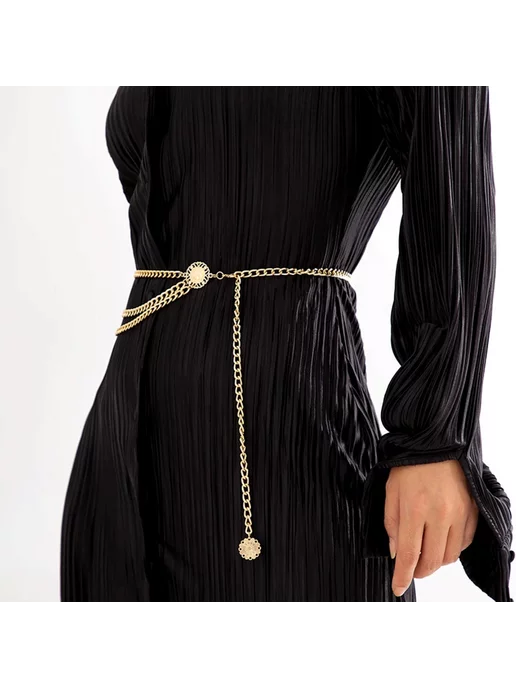 Lus Style Пояс цепочка на платья золотое, золотой, фото 3