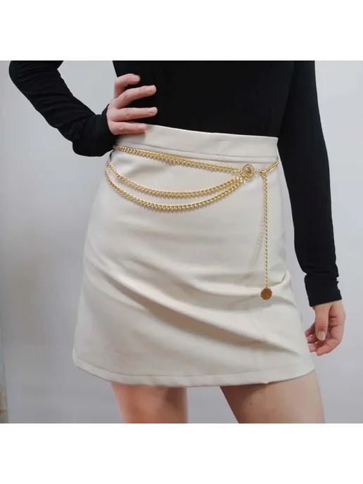 Lus Style Пояс цепочка на платья золотое, золотой, фото 4