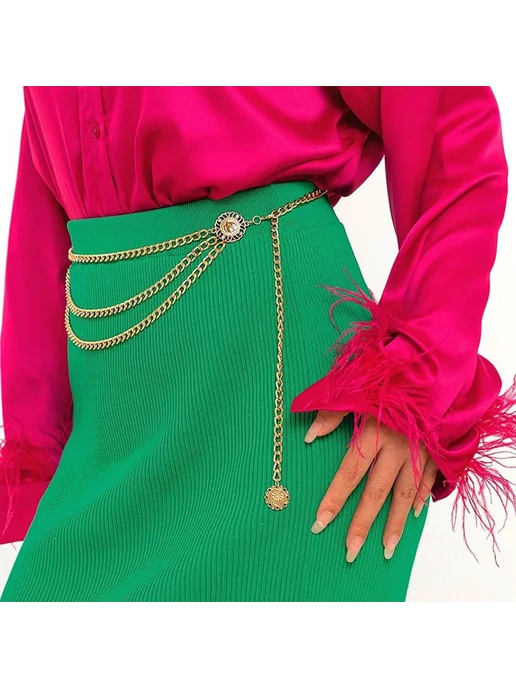 Lus Style Пояс цепочка на платья золотое, золотой, фото 5