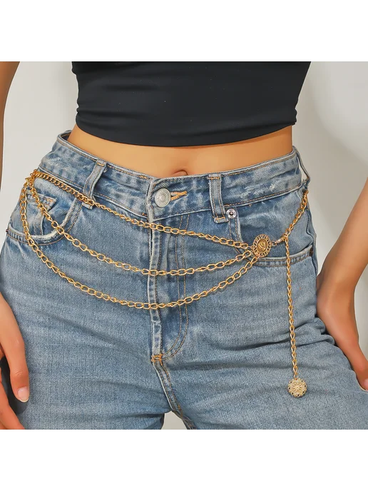Lus Style Пояс цепочка на платья золотое, золотой, фото 6