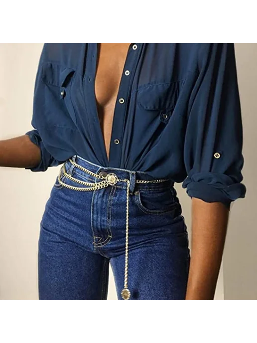 Lus Style Пояс цепочка на платья золотое, золотой, фото 7