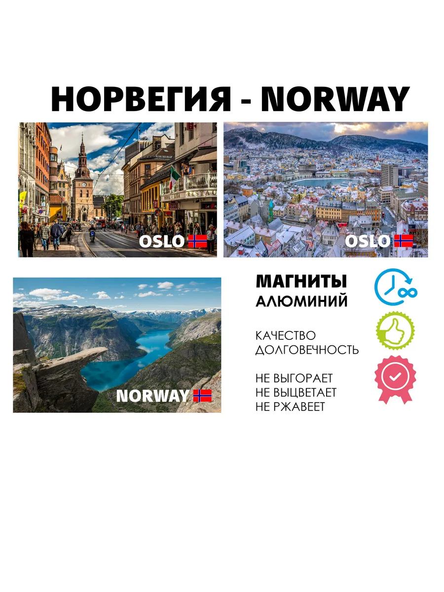 Набор магнитов Европа Норвегия Осло