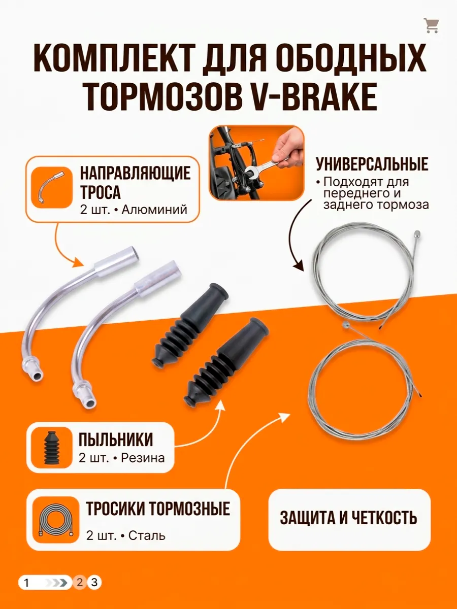 Направляющие троса тормоза с пыльниками и тросиками