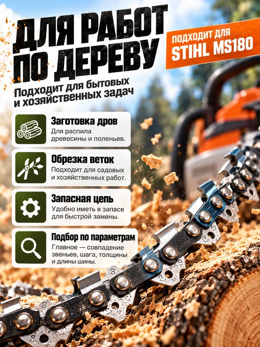 Бензорем Цепь для бензопилы 55 звеньев 3 8 1,3 мм, 40 см, вариант, фото 3