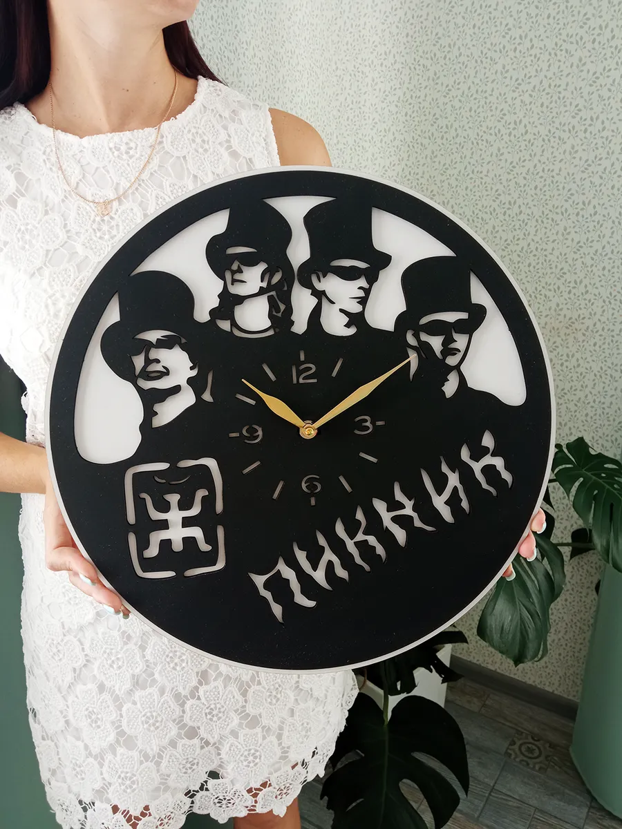 Большие настенные часы 40 см из МДФ Пикник