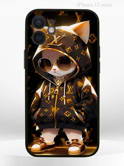 Чехол на iPhone 12 mini с принтом котик Louis Vuitton