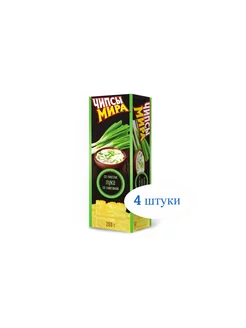 Чипсы коробка картофельные, лук+сметана,4 шт