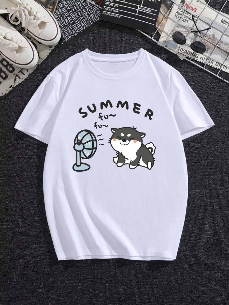 Футболка саммер собака корги с вентилятором summer