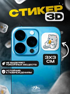 3D наклейка Котик с пиццей