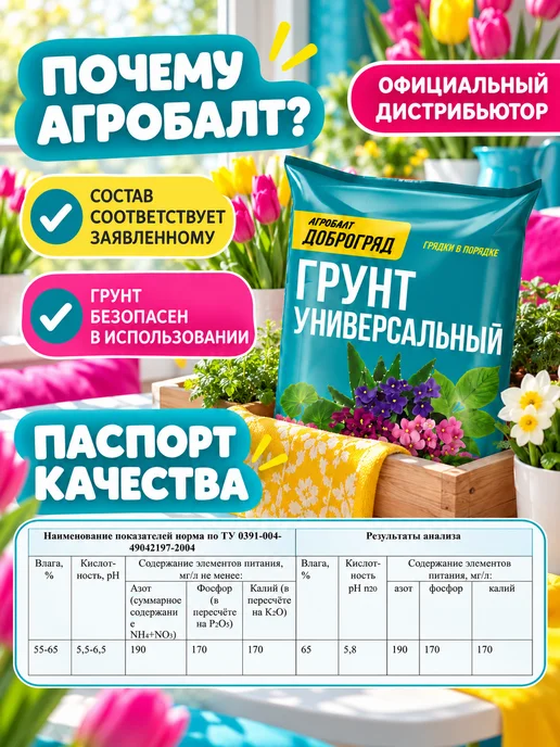 Агробалт Грунт универсальный для цветов 20 литров, вариант, фото 2