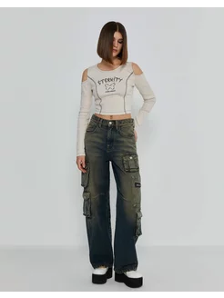 Джинсы Baggy с карго-карманами и потёртостями Gloria Jeans 243036777 купить за 2 080 ₽ в интернет-магазине Wildberries