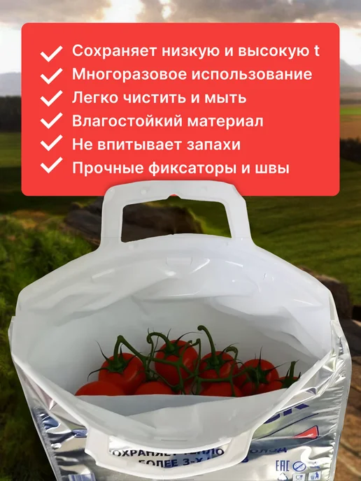 Pack24 Термопакет однослойный с ручкой 32х35 см, 6 л- 1 штука, 6 л, фото 3