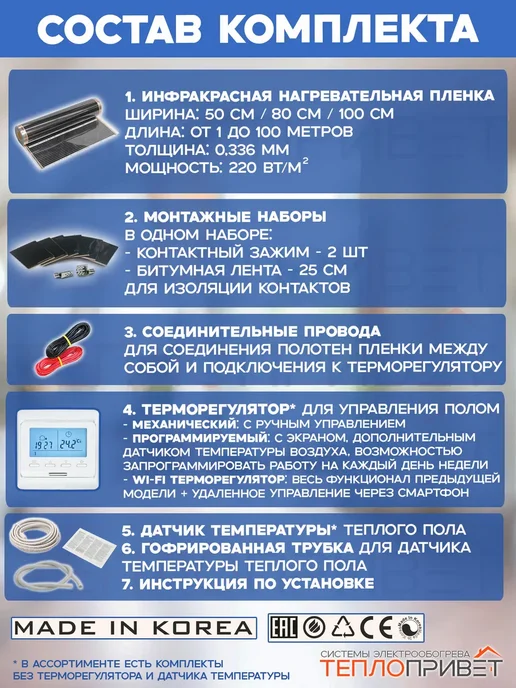 Rexva Теплый пол 5 м х 100 см 1100 Вт TL-100-5 + механ регулятор, 5 м, 1100 Вт, фото 5
