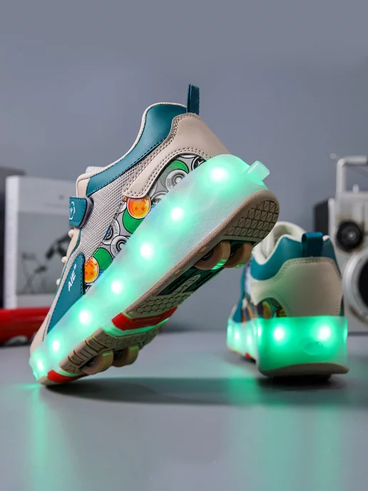 Heelys Кроссовки ролики 4 колеса светящиеся, белый, фото 2