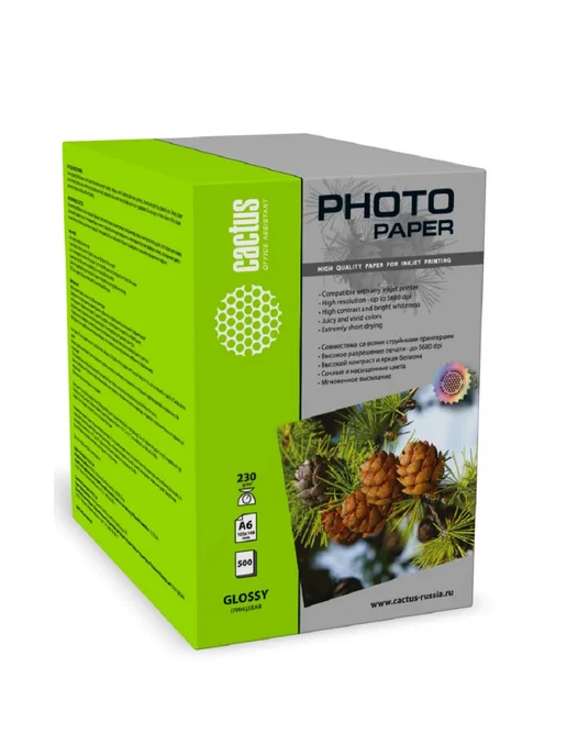 Бумага CACTUS Фотобумага A6, 230 г/м², 500 листов, 1 пачка