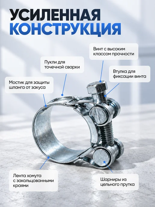 СТАНДАРТ Хомут металлический силовой набор, 3 шт, фото 2