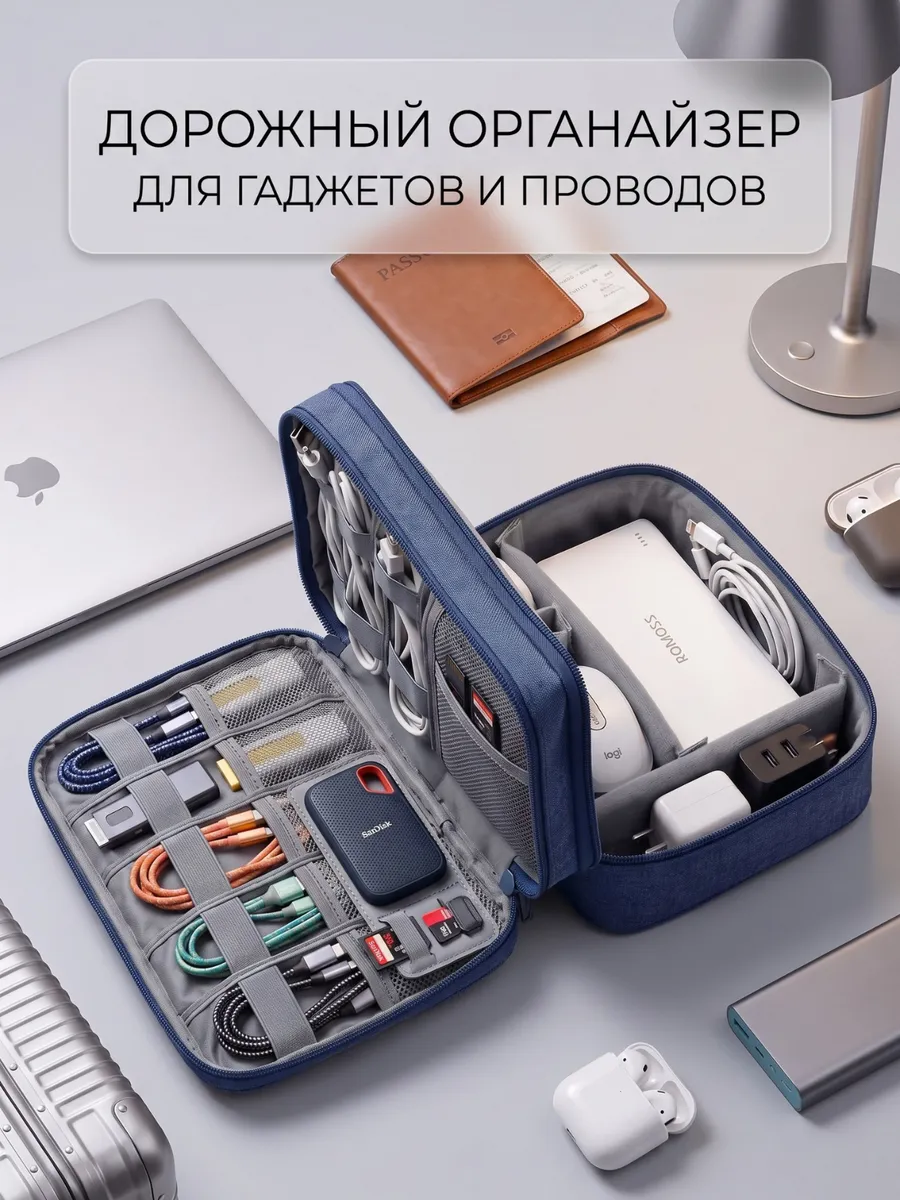 Сумка органайзер для хранения проводов и зарядок