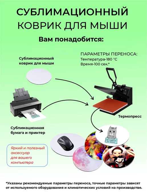 Оптмаркет Коврик для мыши, сублимационный, заготовка круг, вариант, фото 6