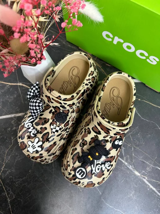 Leopard crocs on sale