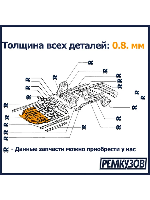 Ремкузов Набор для рем-та перед полов Приора, ВАЗ 2110-2112, короткий, 2 шт, фото 3