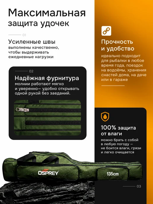 RYBALKA_SHOP Чехол для удочек, спиннингов рыболовный 130 см, вариант, фото 3