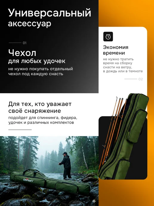 RYBALKA_SHOP Чехол для удочек, спиннингов рыболовный 130 см, вариант, фото 5