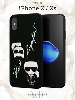 Чехол на iPhone X и XS с принтом Karl Lagerfeld