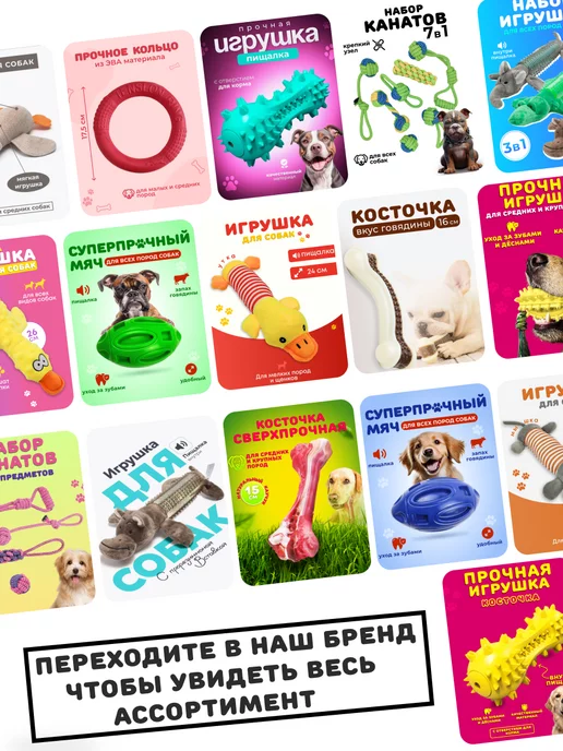 Усатый Рекс Набор канатных игрушек для собак, голубой, фото 8