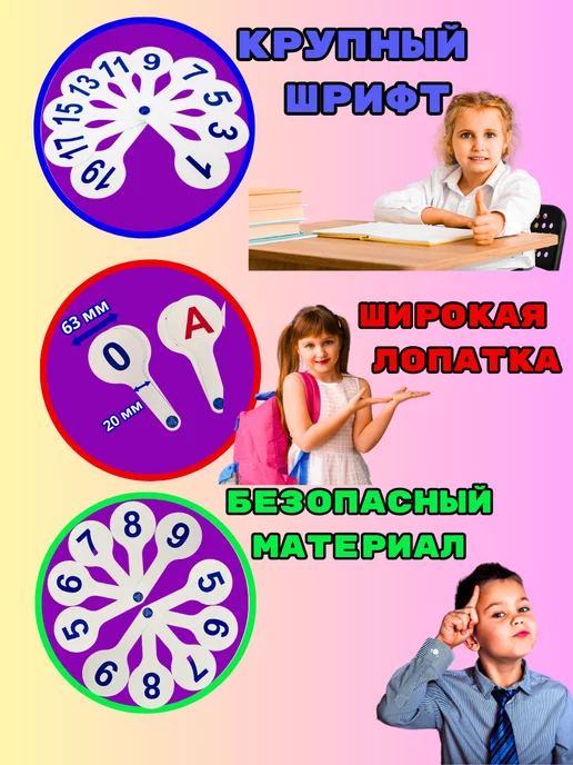 Scool Time Школьный веер - касса цифр для первоклассника, синий, фото 3