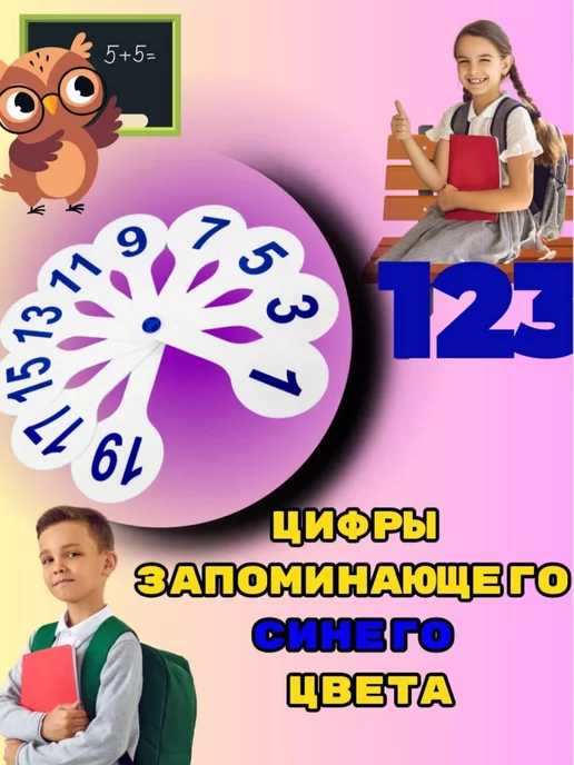 Scool Time Школьный веер - касса цифр для первоклассника, синий, фото 8