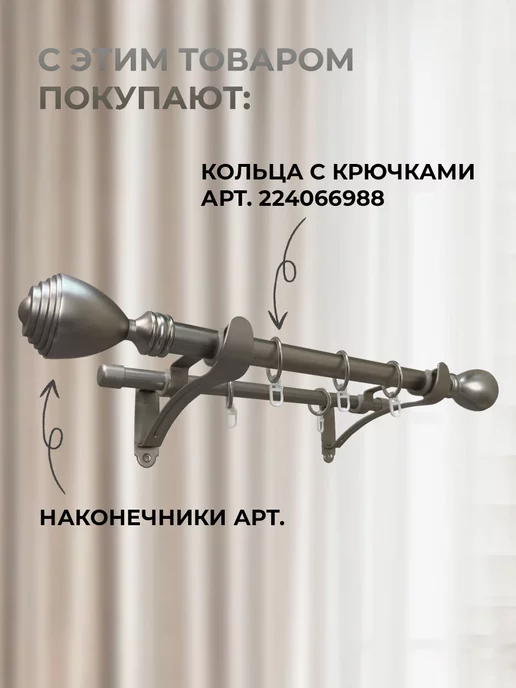 Карниз House Настенный кронштейн для трубного карниза, 2 ряда (2шт), 2 шт, фото 4
