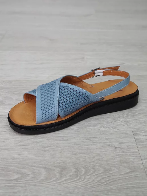 BIANCO BUCCI Босоножки кожаные на платформе, голубой, фото 6