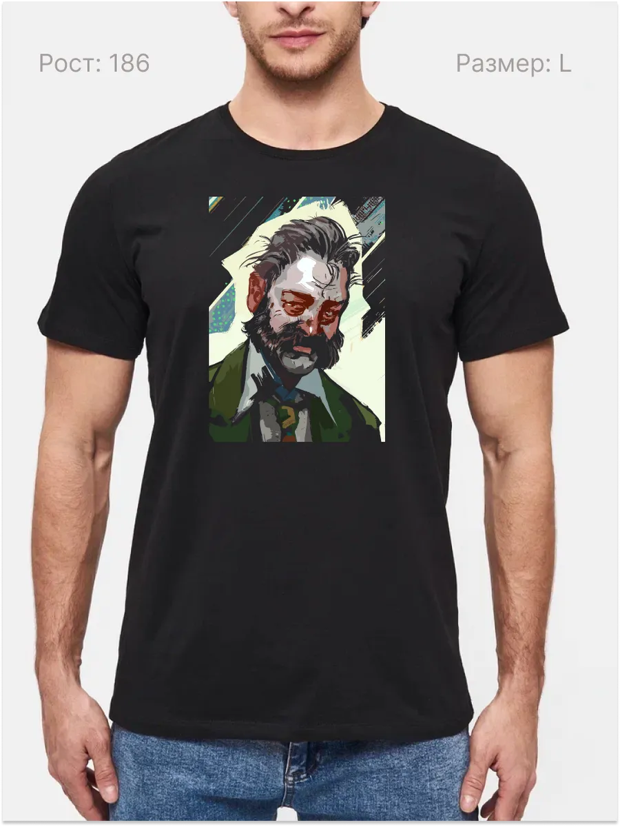 Футболка Disco Elysium Гарри не улыбается