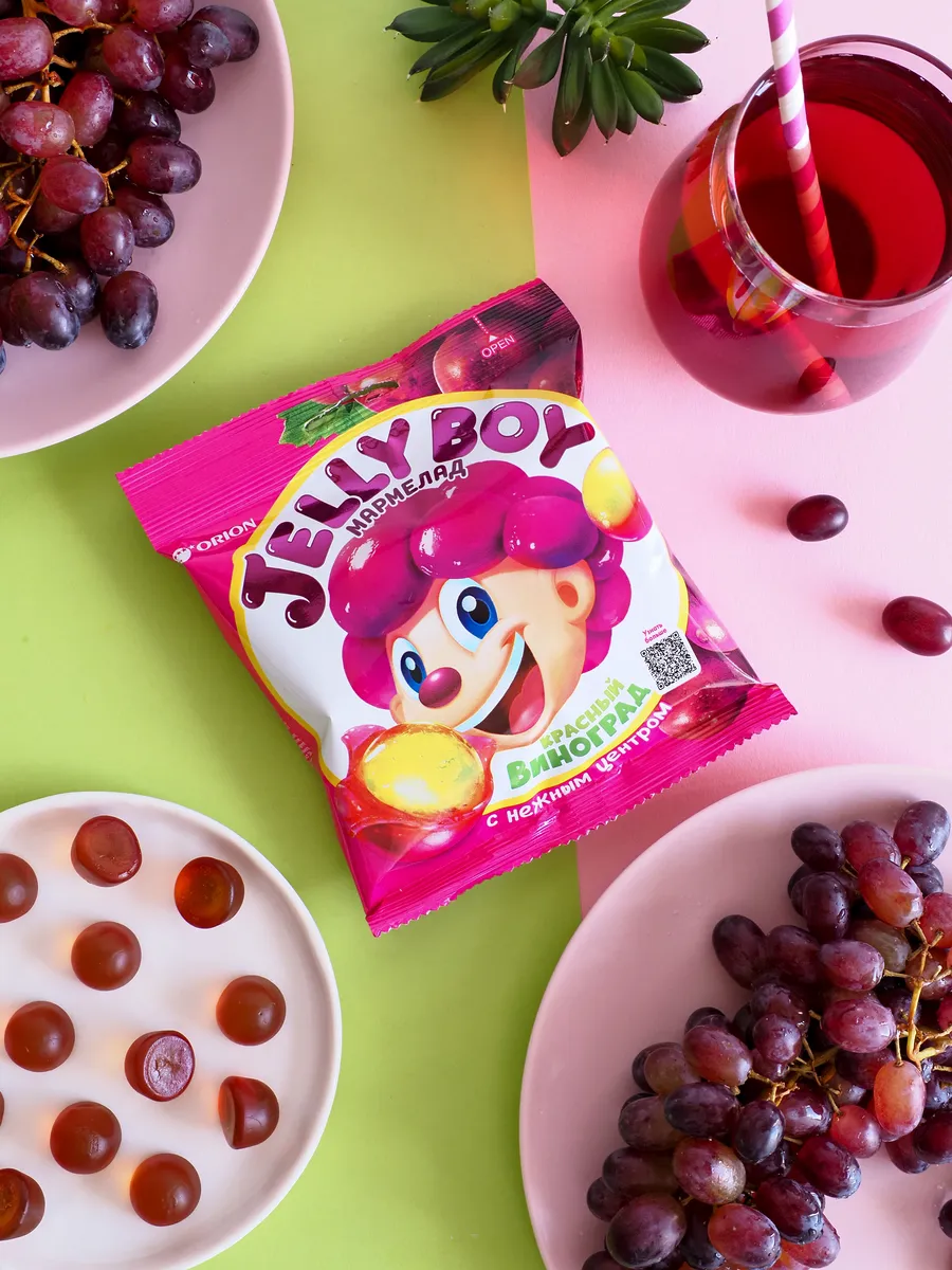 Жевательный мармелад Jelly Boy Красный виноград 114гр