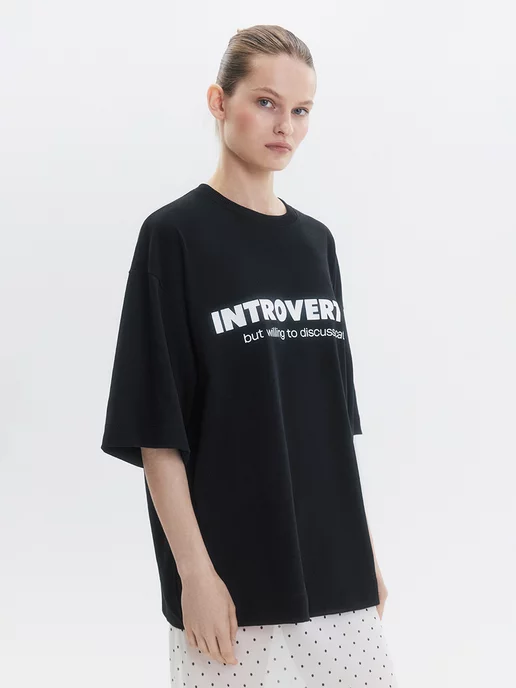 Футболка oversize с принтом-надписью