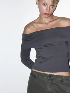 Топ-лонгслив off shoulders в рубчик Befree 243498728 купить за 874 ₽ в интернет-магазине Wildberries