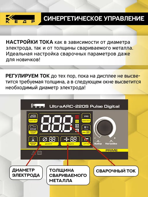 КЕДР Инверторный сварочный аппарат MMA UltraARC-220S, черный, фото 3