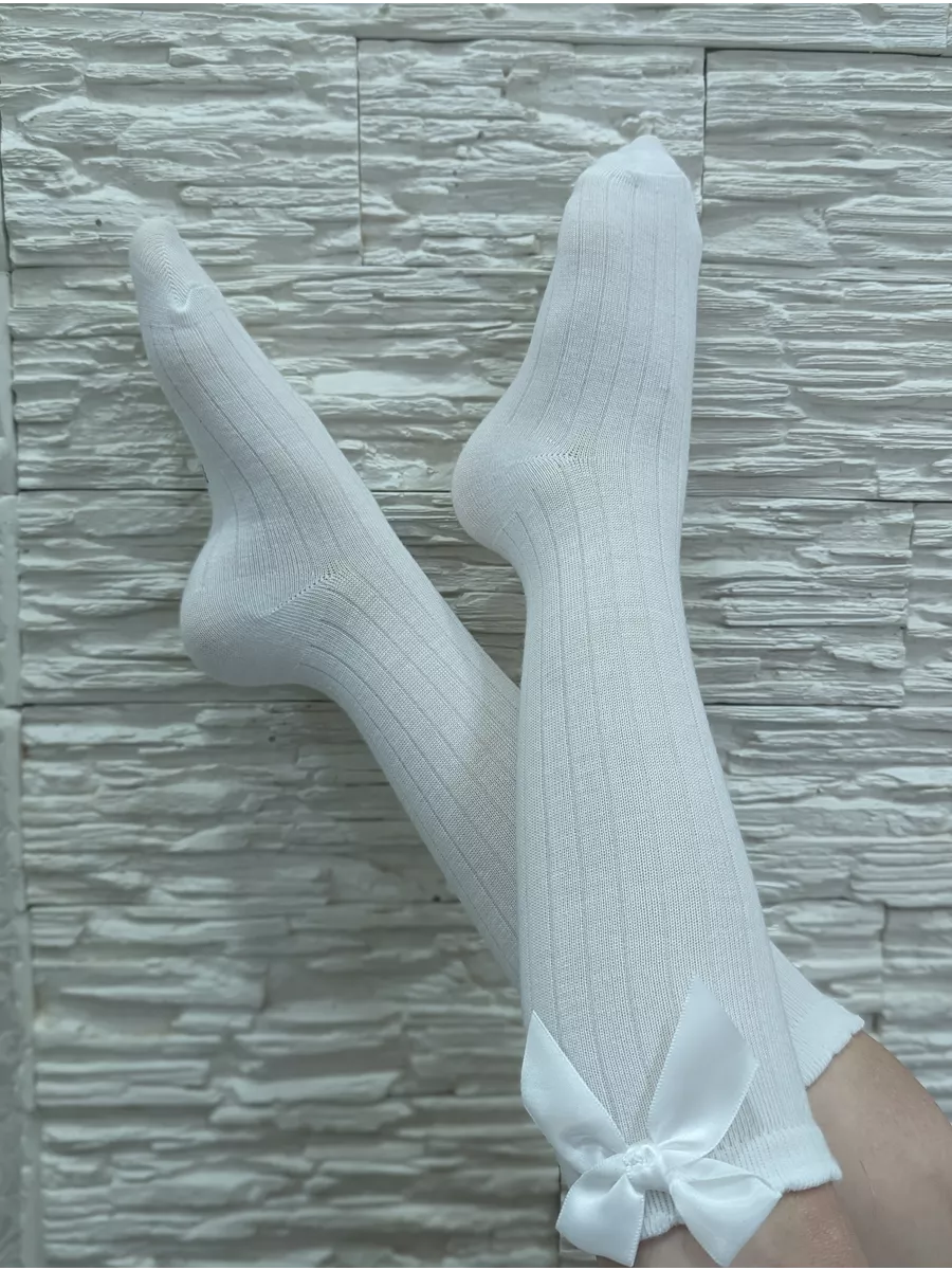 Гольфы белые в рубчик с...