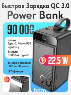 Быстрая зарядка PD+QC. Повербанк аккумулятор 90000mAh