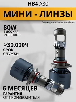 Светодиодные линзованные лампы HB4 mini лед линзы