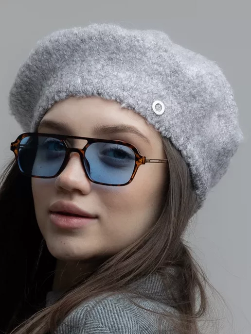 Dika Knit Берет букле вязаный демисезон, серый, фото 2