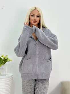 Вязаный кардиган оверсайз с длинным рукавом на молнии DH Fashion 243663836 купить за 1 868 ₽ в интернет-магазине Wildberries