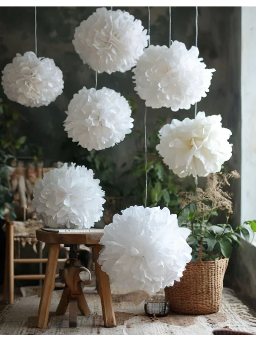 Happy poms Бумажные помпоны для праздника 35см, 25см, в наборе 6 шт, 6 шт, фото 4