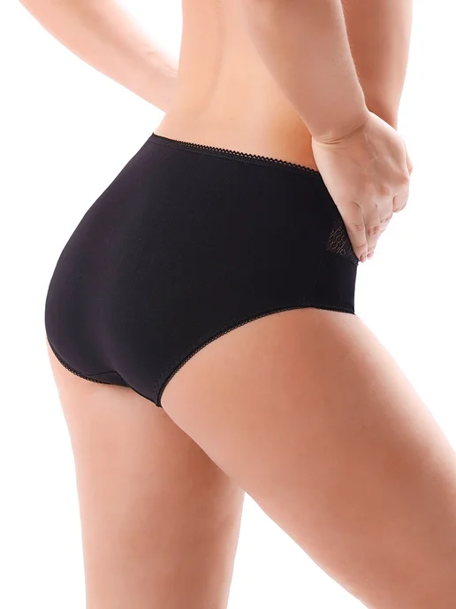 CLEVER WEAR Трусы кружевные с высокой посадкой, черный, фото 3