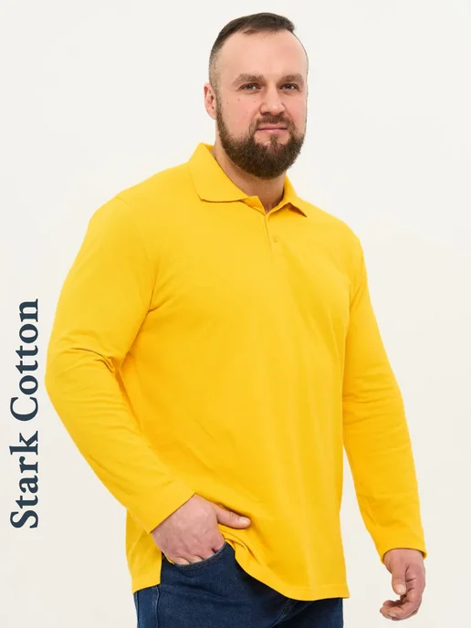Stark Cotton Футболка-поло с длинным рукавом больших размеров, желтый, фото 3