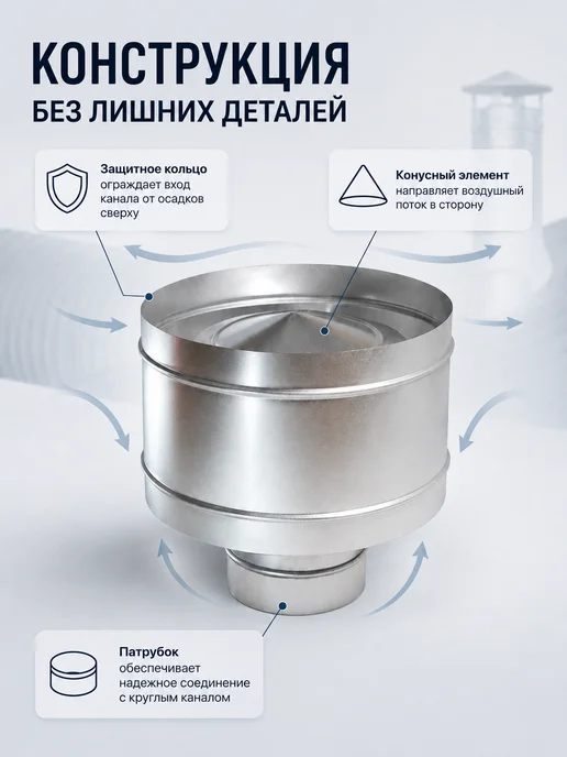 Diaflex Дефлектор вентиляционный для круглых каналов D200 (оцинк.), вариант, фото 5