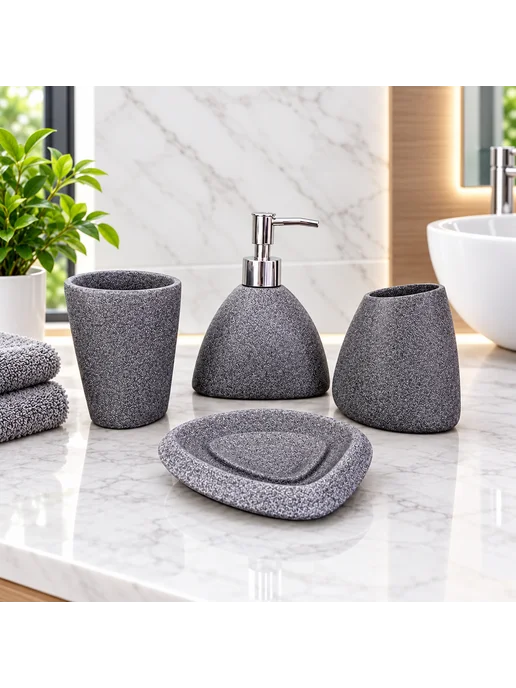 SEVEN Decor Набор для ванной комнаты камень, серый