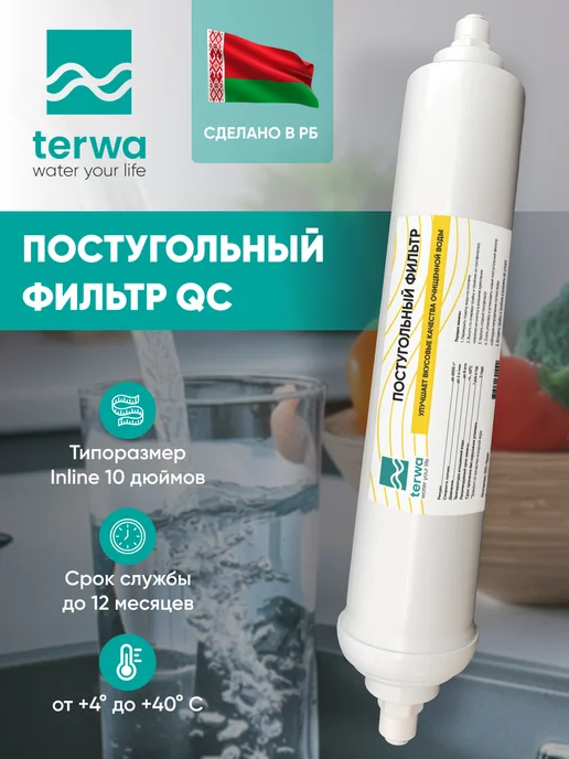 Terwa Постфильтр угольный для систем обратного осмоса с фитингами, вариант
