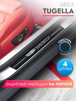 Накладки на пороги автомобиля Geely Tugella, карбон